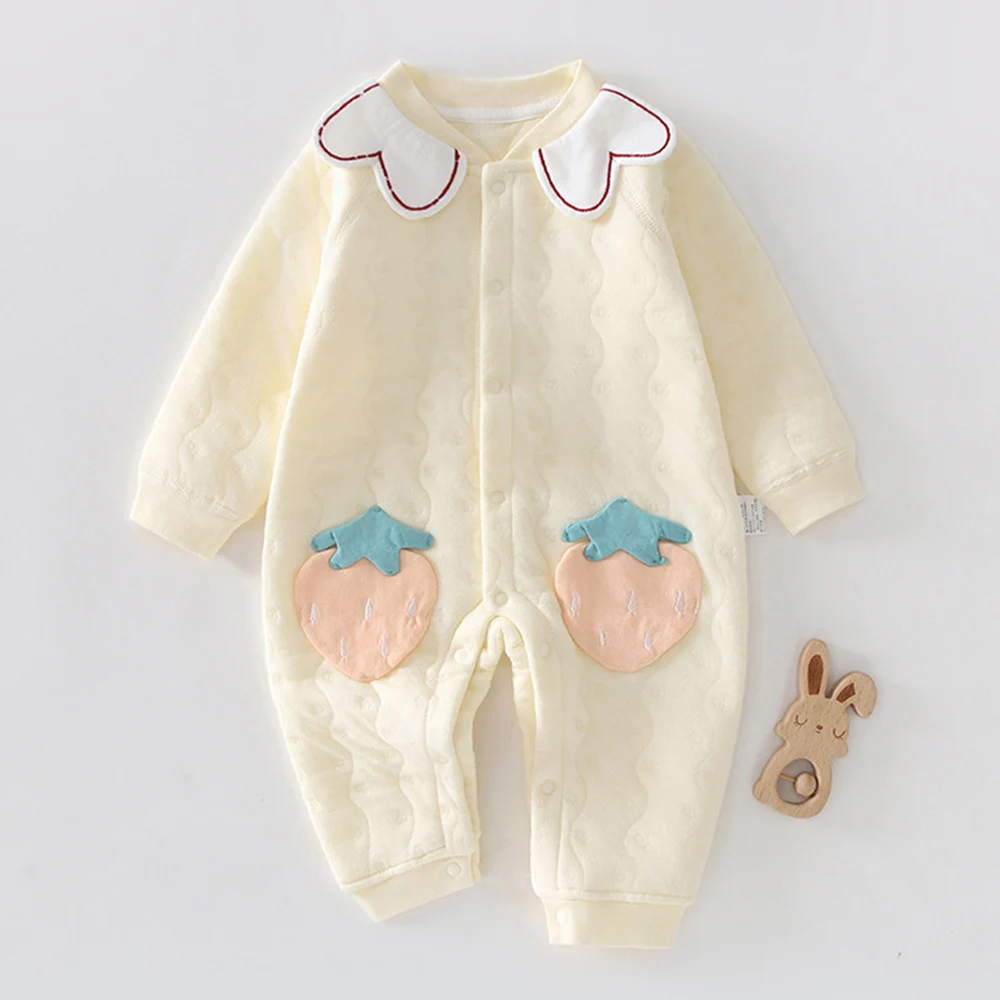 Infant Winter Clothes Girls Romper Long Sleeve Quilted Warm Fall Christmas Baby Boutique Clothing Cute Newborn Jumpsuit