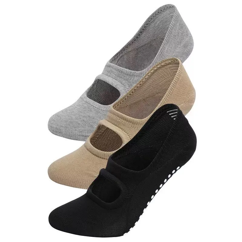 

Yoga Socks Silicone Anti-slip Solid Color Pilates Socks Backless Breathable Cotton Indoor Workout Dance Sports Socks Large Size