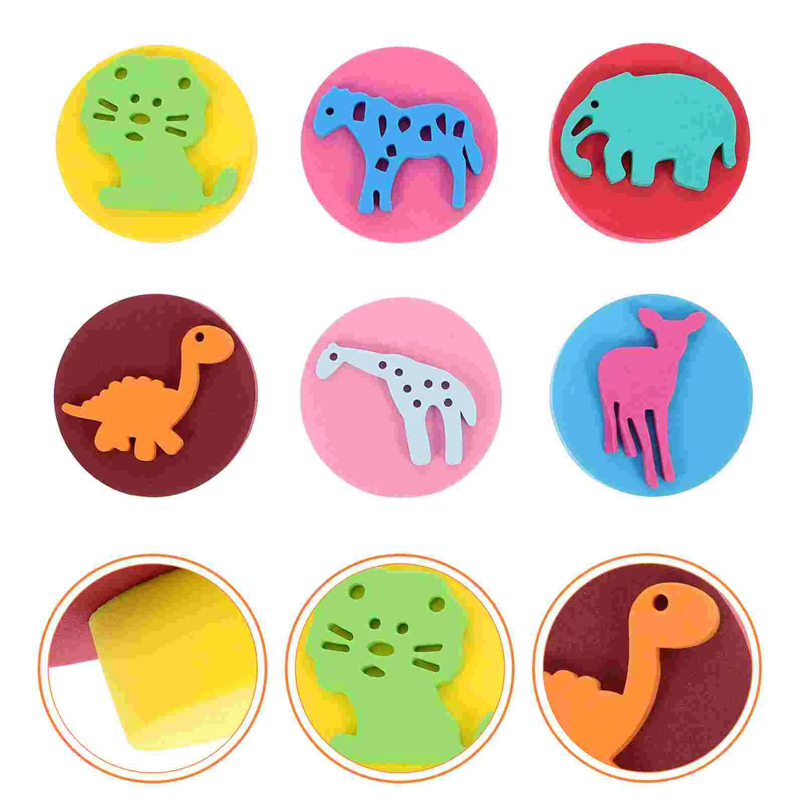 

6 Pcs Eva Sponge Seal Colorful Stamps Oil Painting Crafting Kid Kids Seals Animal Easy to Clean DIY Children