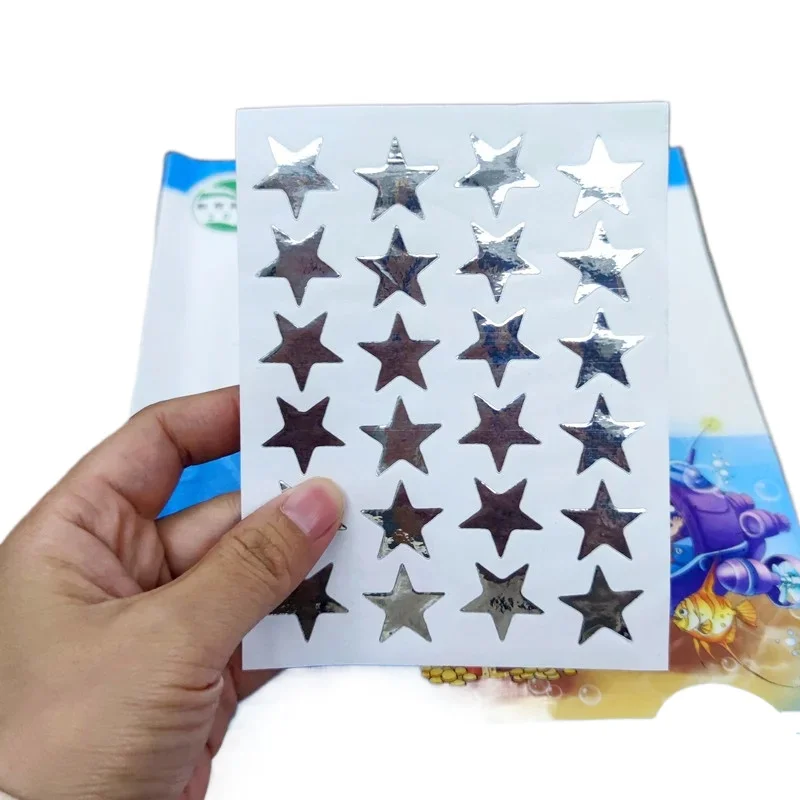 10 Sheets/Pack Silver Five Pointed Star Stickers Encourage and Reward Stickers for Primary School Students Pray Stickers