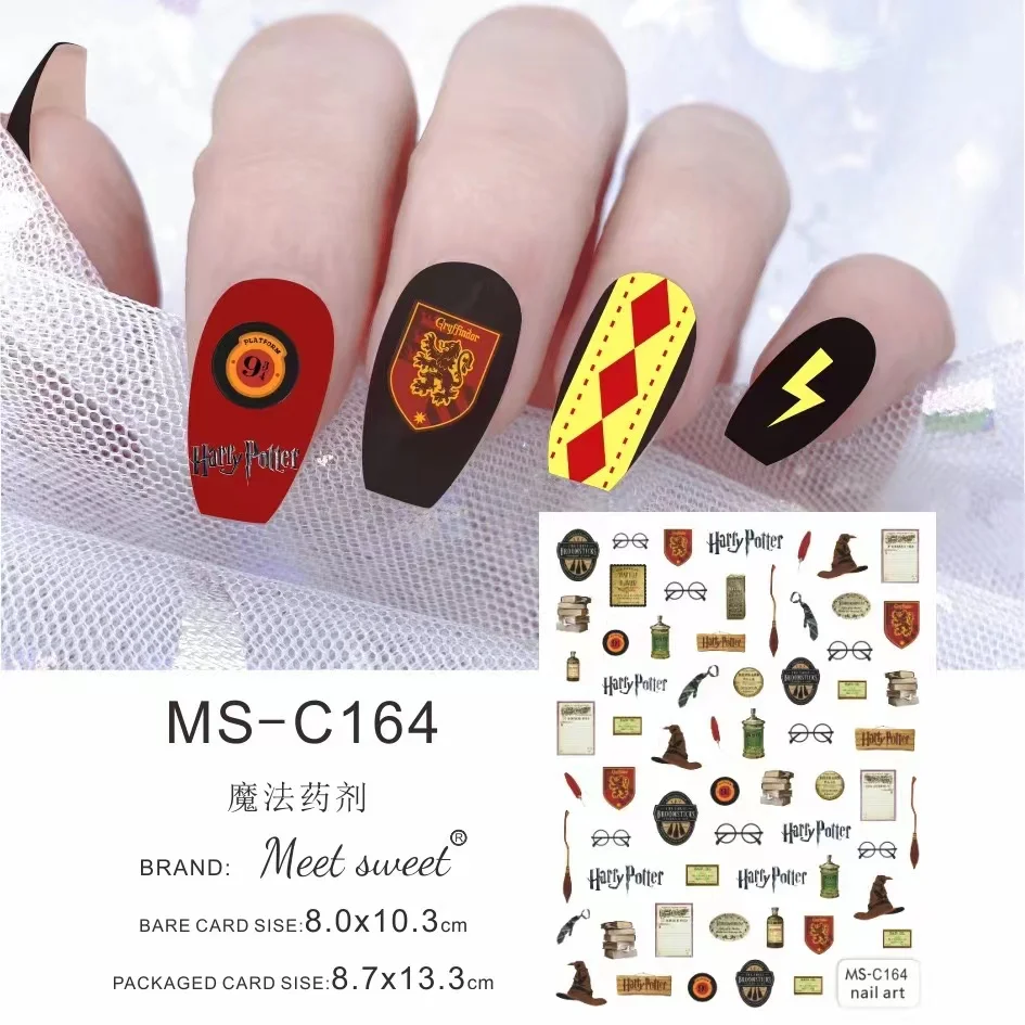 Miniso New Anime Figure Harry Potter Nail Stickers Magic Nail Supplies Nail Art Decal Harry Potter Wizard Hat Stickers For Nails