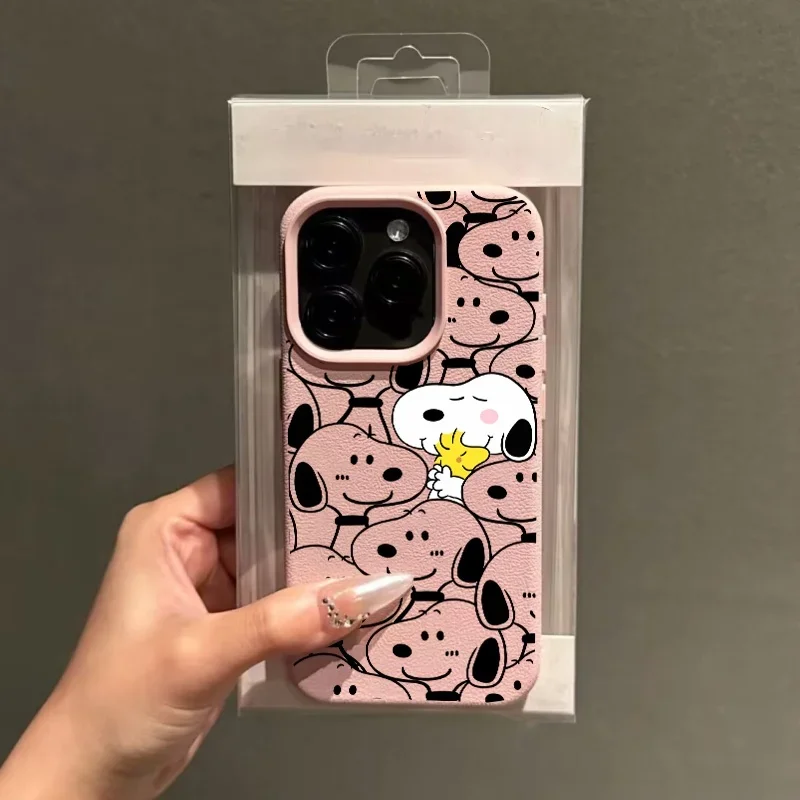 Casing Ponsel Pink Snoopy Untuk Redmi Note 10 11 12 13 14 Pro Max 12 13 14 Pro Plus 10S A3 A5 14C 13 12C Penutup Silikon Lembut Motif Lichee