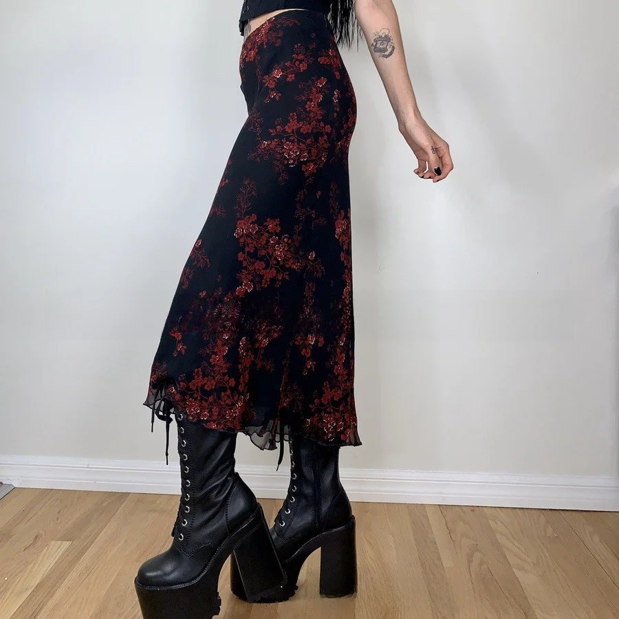 

Красная длинная юбка с принтом в этническом стиле, облегающая юбка длиной f, женская одежда из полиэфирного волокна для поездок на работу, домашняя одежда