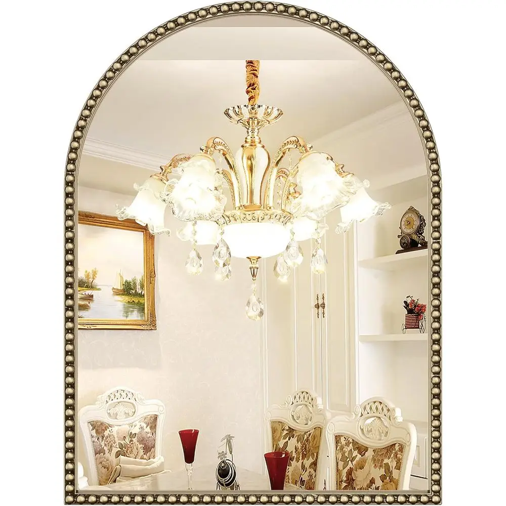 

Beaded Arched Mirror or Wall, 30"x40" Gold Arch Brass Bathroom Mirr, Champagne Bronze Vintage Metal e Decorative Mirror or Mantl