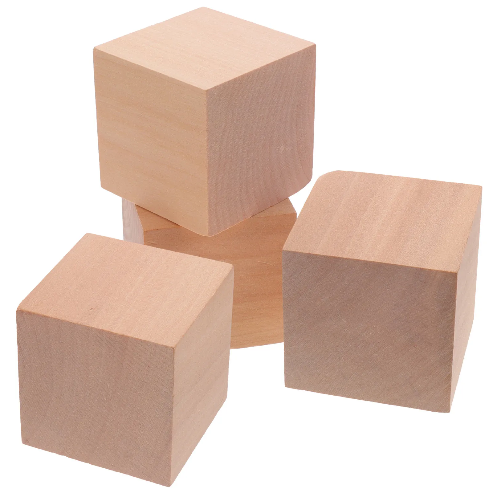 

4Pcs Compact Unfinished Wooden Cubes Blank Wood Blocks for Crafting Painting Creativity Wood Square Blocks Wooden Cubes