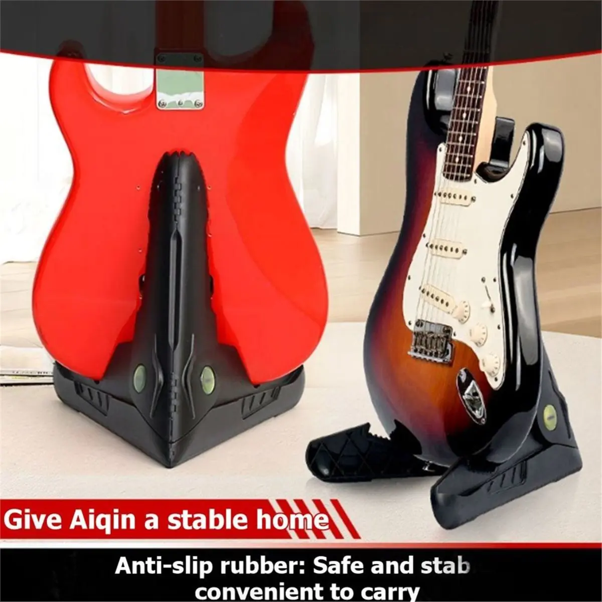 (AD12) Universal Guitar Stand Portable Folding Tripod Holder Electric Guitar Rack Holder Mount Guitar Accessories