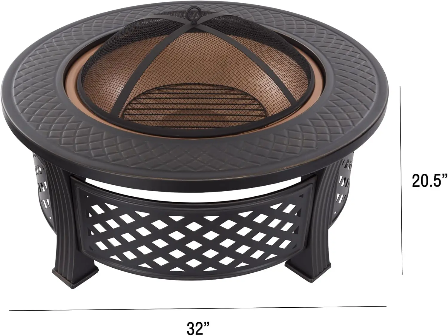 Fire Pit - 32-Inch Outdoor Fireplace with Spark Screen, Poker, and Cover - Wood-Burning Fire Pit for Yard, Patio, or Camping by