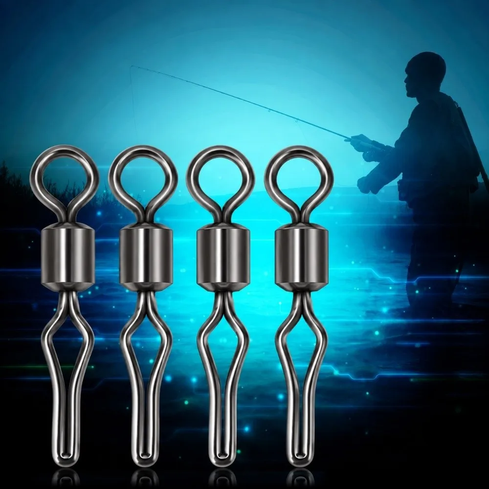 100PCS Durable Copper Fishing Swivels High Strength Side Line Clip Rolling Swivels Drop Shot Swivels Carp Fishing