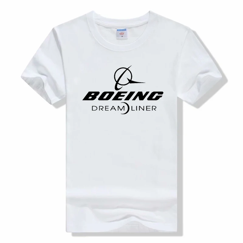 Summer BOEING AEROPLANE Print t Shirt Casual Solid Short Sleeve Breathable Cotton Short sleeved tops t shirt