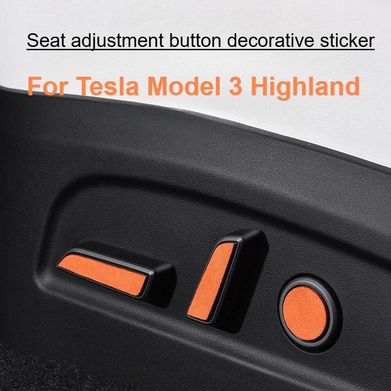 

For Tesla Model 3 Highland 2025 Suede Seat Adjustment Knob Button Switch Trim Panel Trim Stickers
