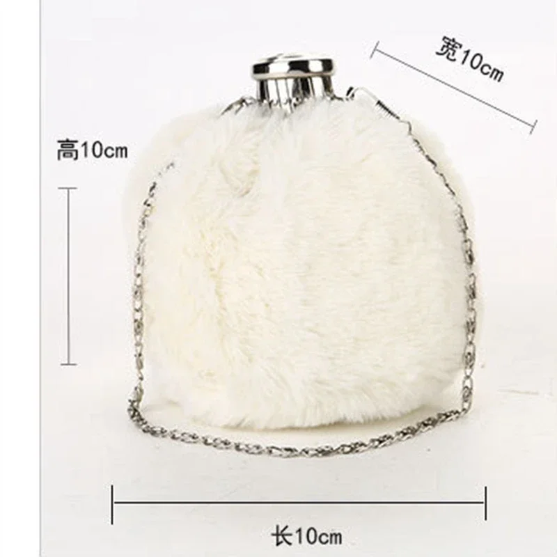 

XIYUAN Fluffy Fashion Bottle Shape Dinner Clutch Woman Wedding Bridal Dinner Purse Winter Elegant Lady Evening Bag Party Handbag