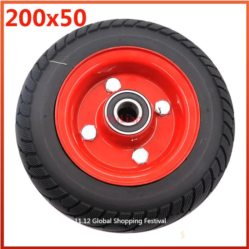 high quality200x50 Electric scooter  Wheel Tyre with Alloy Hub 8 Inch Solid Tire Stab-proof, Wear-resistant and Non Inflatable