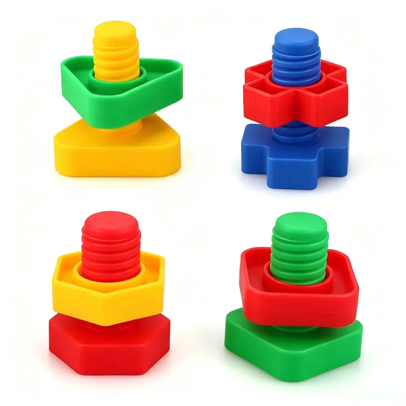 20/10Pair Plastic Jumbo Nuts And Bolts Toys Kids Screw Building Blocks Fine Motor Skills Occupational Therapy Educational Gifts view 3
