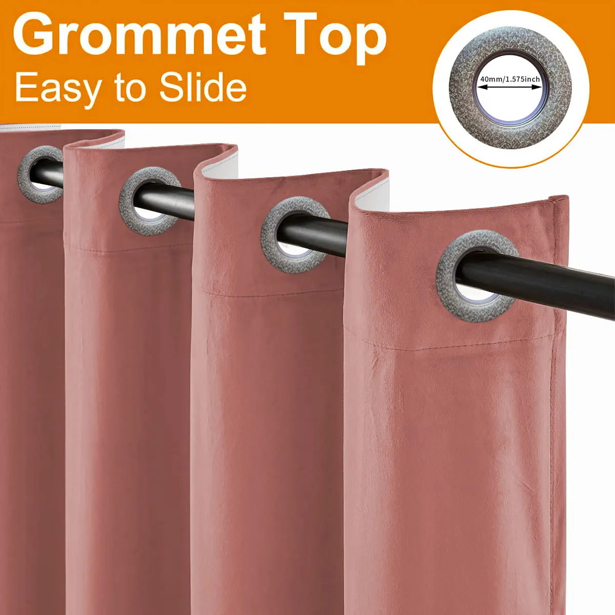 2 Cortinas de Terciopelo Color Rosa Empolvado, Cortinas Térmicas Aislantes de Estilo Rústico Cálido para Salas de Estar