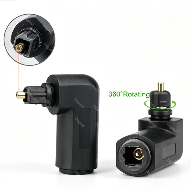 360 ° Drehbarer Toslink Optischer Audio-Adapter SPDIF Quadratische Buchse zu Mini 3,5mm Stecker Glasfaser-Verbinder für TV-Soundbar-Verstärker – Detail 2