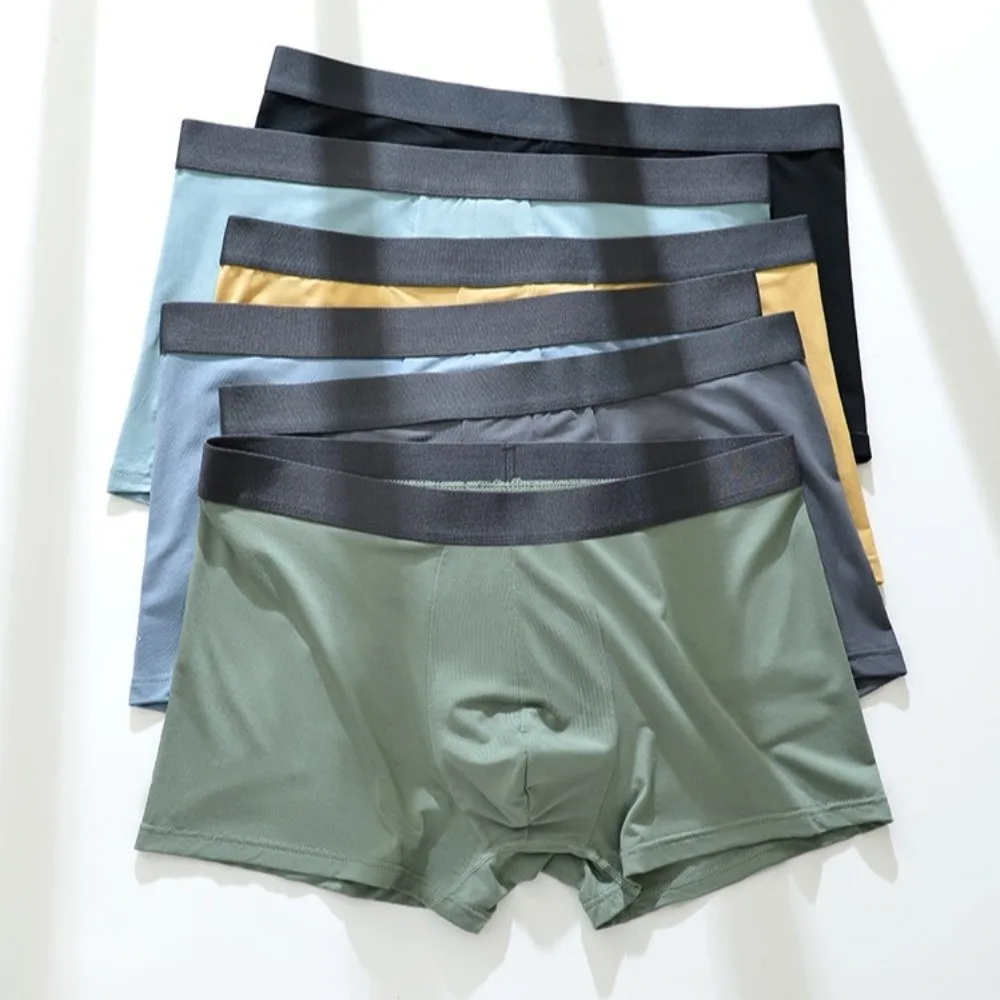 

Удобные тонкие трусы-боксеры из ледяного шелка, трусы со средней талией, мужские боксеры из ледяного шелка, нижнее белье, трусики, нижнее белье для мужчин, повседневное