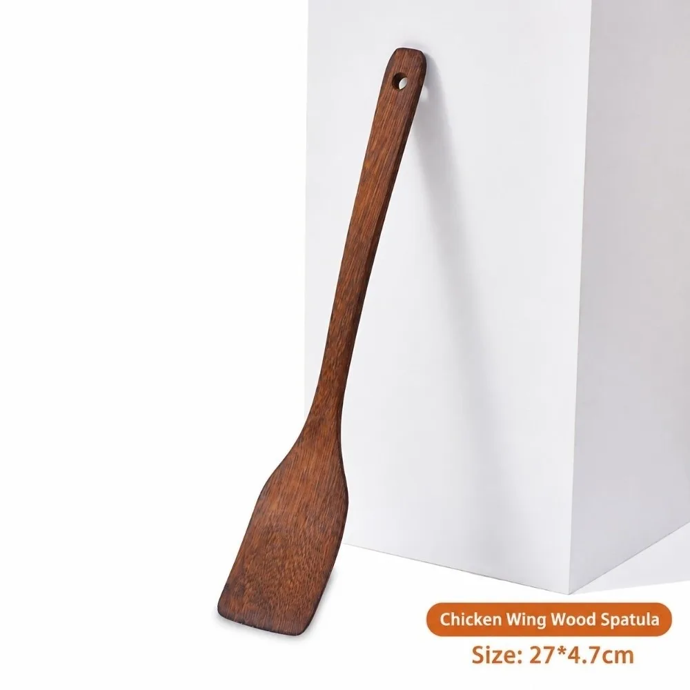 New Mini Wooden Spatula Long Handle Solid Build Cooking Shovel Smooth Surface Grilling Spatula Home Kitchen Use