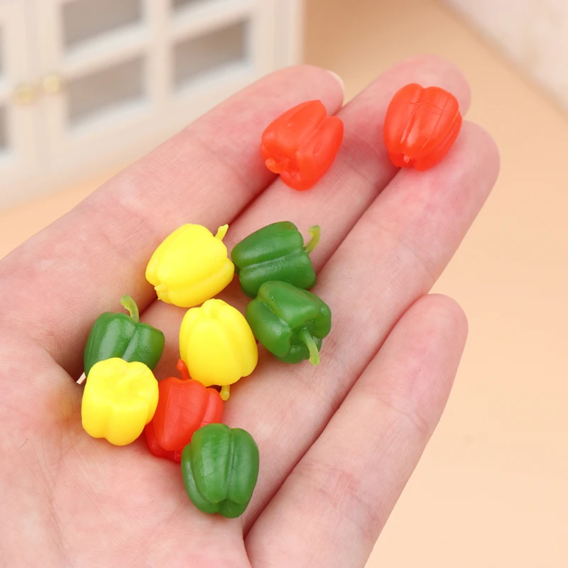 5Pcs Dollhouse Miniature Simulation Pepper Model Kitchen Vegetable Food Accessories For Doll House Decor Kids Pretend Play Toys