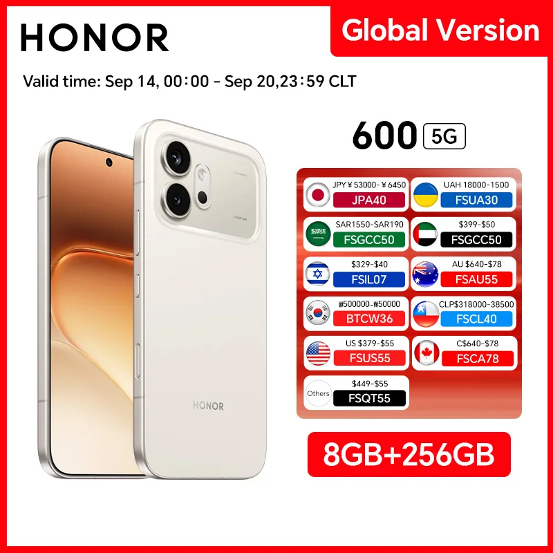 2026 Global Version HONOR 600 5G 8GB+256 Snapdragon 7 Gen 4 6.57'' 120Hz AMOLED Screen 200MP Main Camera 7000mAh 80W SuperCharge
