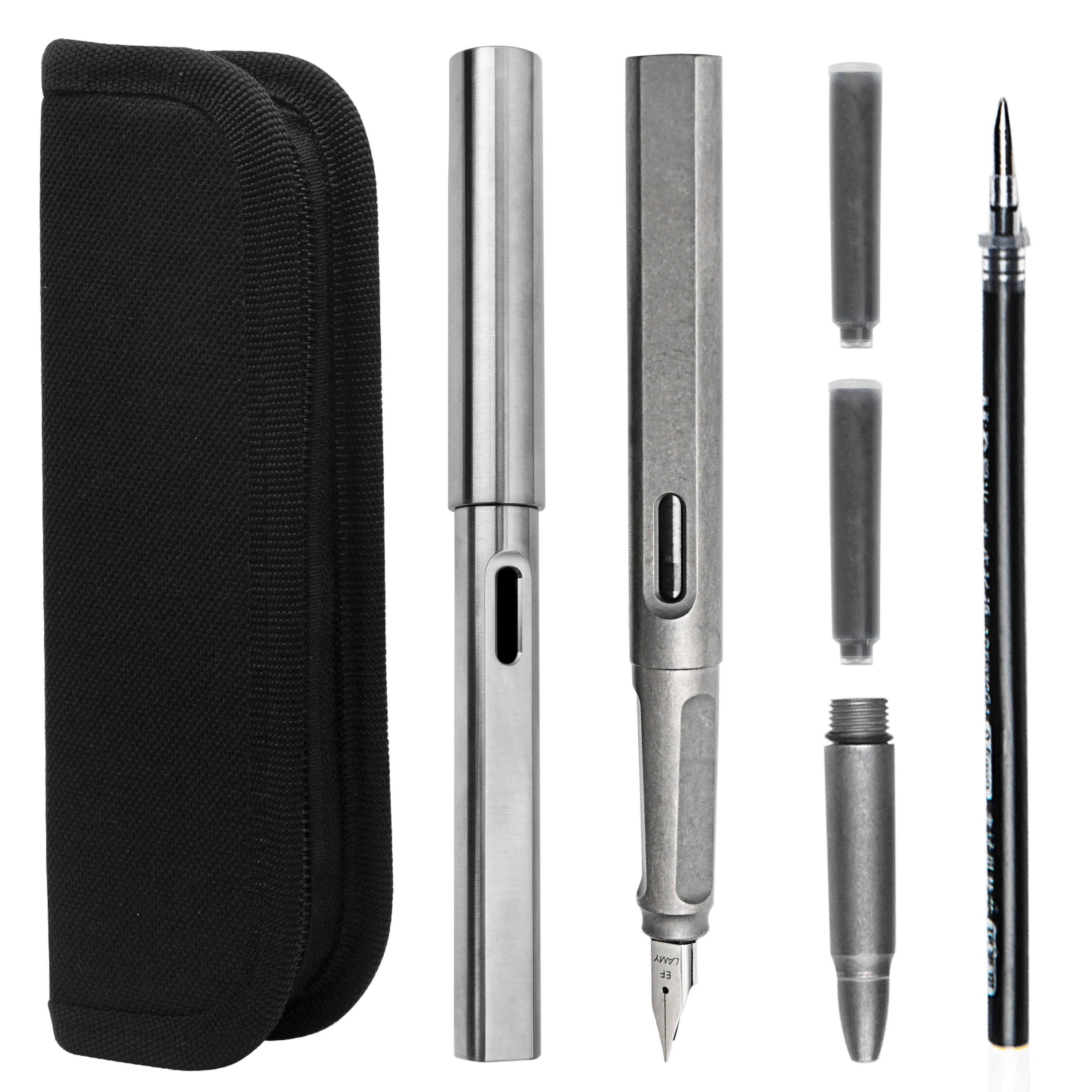 2IN1 Titanium Alloy Pen Neutral Refill And Ink ef Nib Luxury Gift Box Packaging Same Style Metal Pen Office Student Stationery