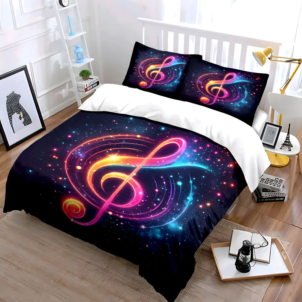 Colorful Musical Art Set Multiple sizes kid's and adults' bedroom Exquisite 3PC bedding set, gift
