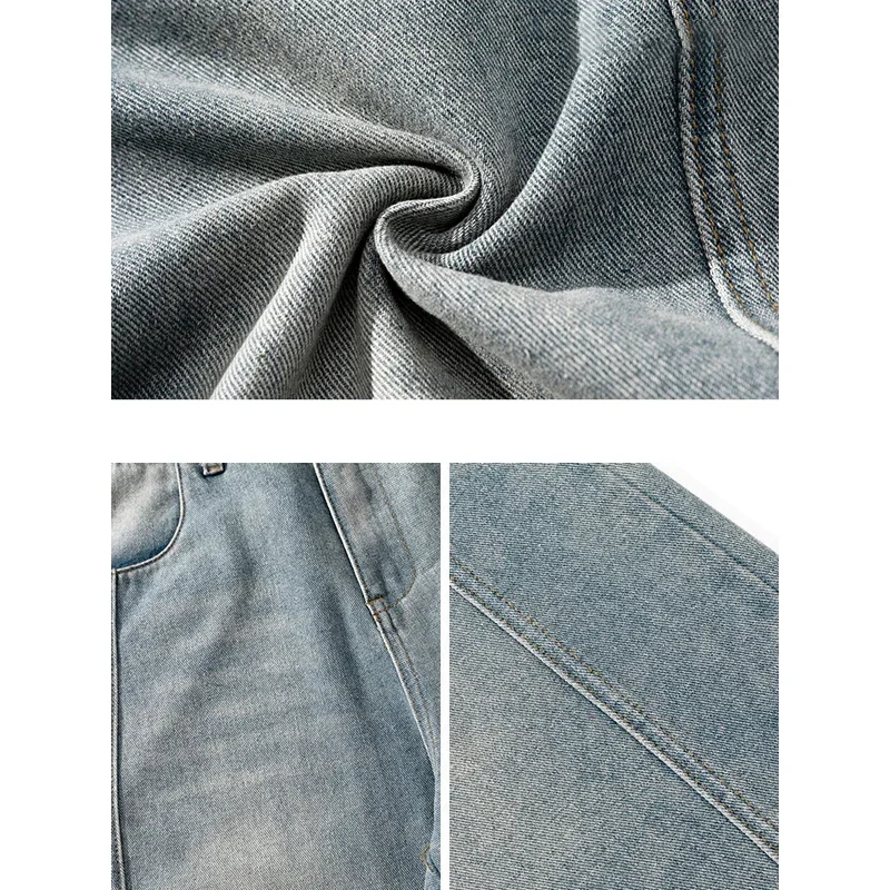 TFETTERS Brand Make Old Washed Jeans Mans 2025 Spring New Splicing Baggy Bending Knife Pants Male Casual Vintage Clothing Men