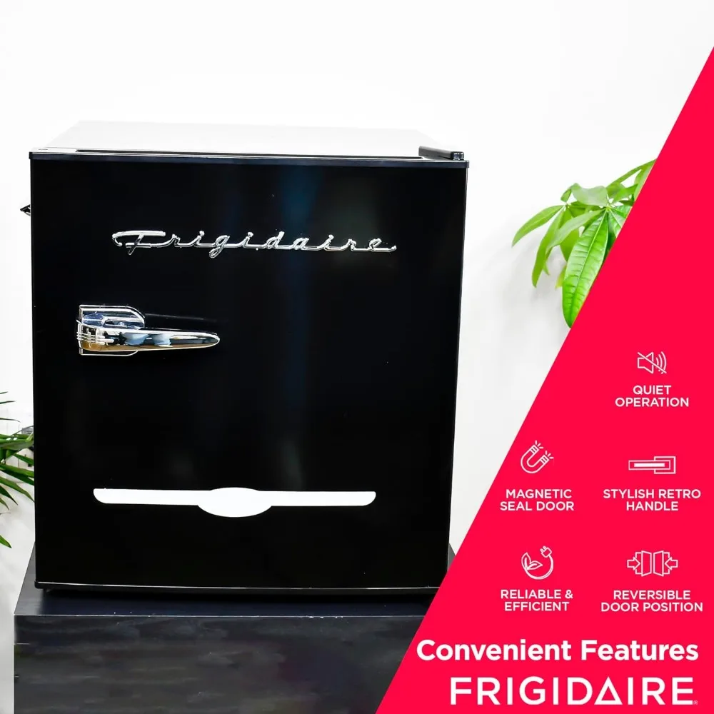 Black EFR176- AMZ Retro Mini Refrigerator-Energy Saving-Adjustable Thermostat Control-Side Mounted Bottle Opener-Ideal
