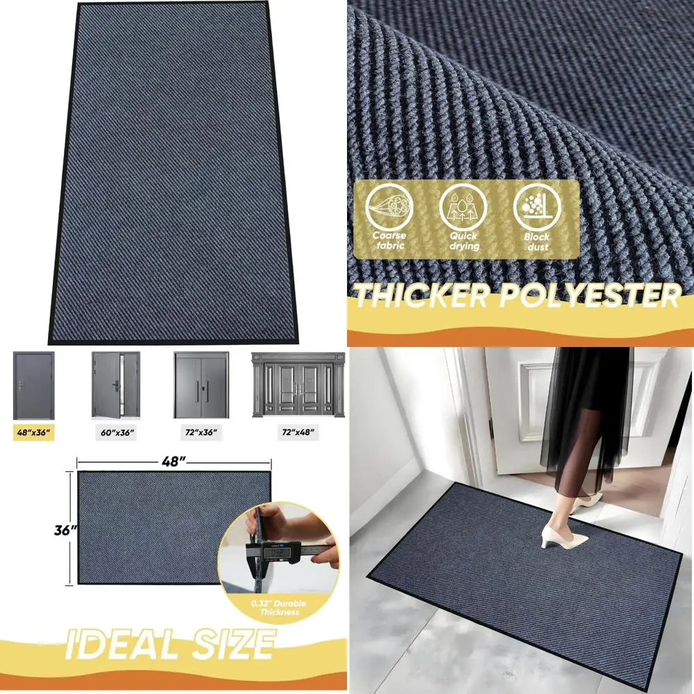 

Durable 36" x 48" Door Mat for High Traffic Areas: Weather-Resistant Commercial Mat with Non-Slip PVC Backing