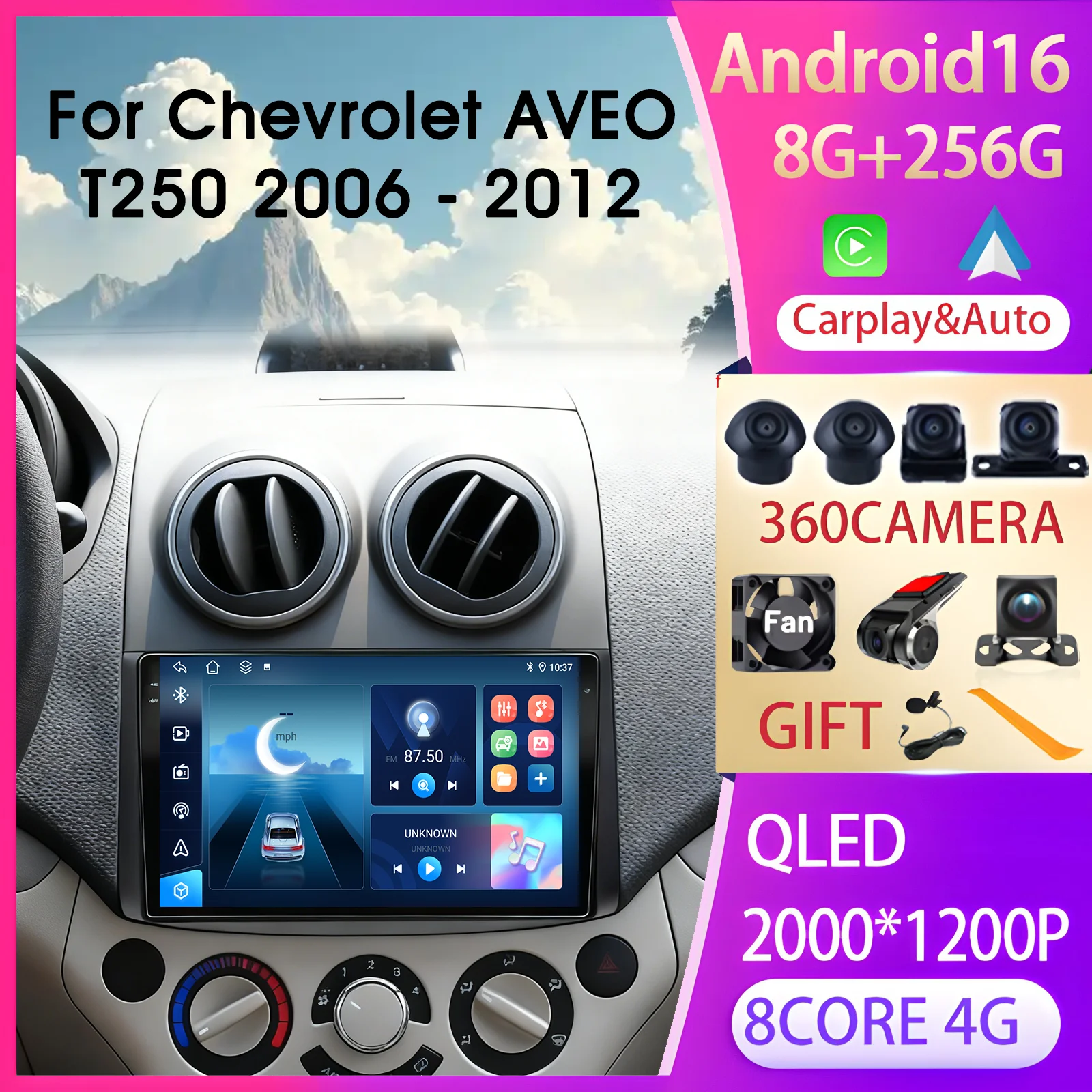 

Android 15 Car Radio Carplay Android Auto Multimedia Video Player For Chevrolet AVEO T250 2006-2012 GPS FM DSP Autoradio WIFI 4G