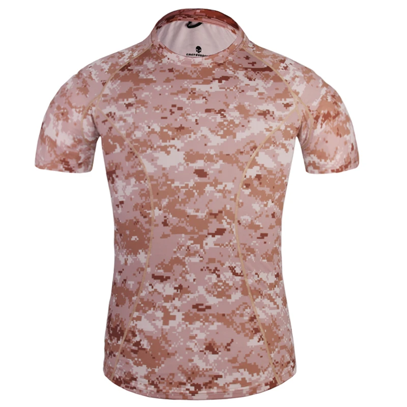 Emersongear Tactical Skin Tight Base Layer Running Shirts Camouflage Shorts Sleeve Outdoor Sports Sweat-Wicking T-Shirt EM8605