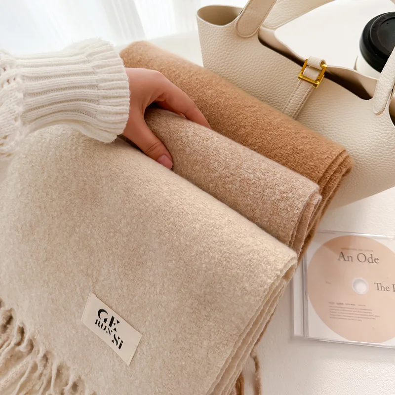 

2025 зимний теплый кашемировый шарф для женщин, однотонный шаль из пашмины с принтом, шейный платок, женский дизайн Bufanda Echarpe, повязка на голову