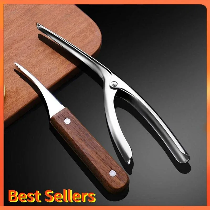 Stainless Steel Shrimp Peeler Prawn Shrimp Deveiner Fishing Knife Lobster Shell Remover Peel Device Kitchen Seafood Tools