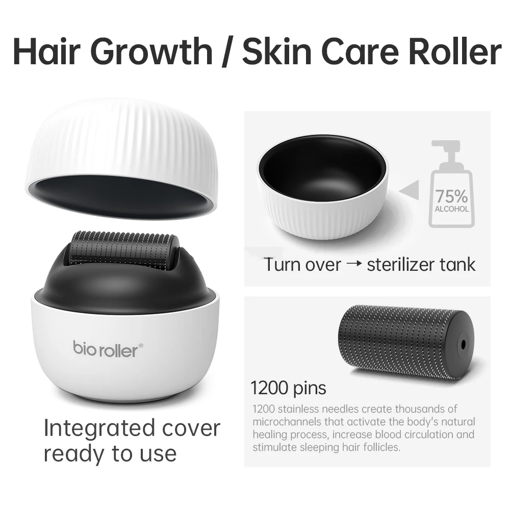 Bio roller-Rodillo masajeador de microagujas G4, agujas de titanio para el crecimiento del vello de la barba, cuidado de la piel Facial,