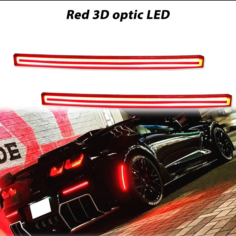 2PCS Red LED Car Rear Bumper Reflector Lights Brake Tail Lights Rear Bumper Fog Light For 2014-2019 Chevrolet Corvette C7