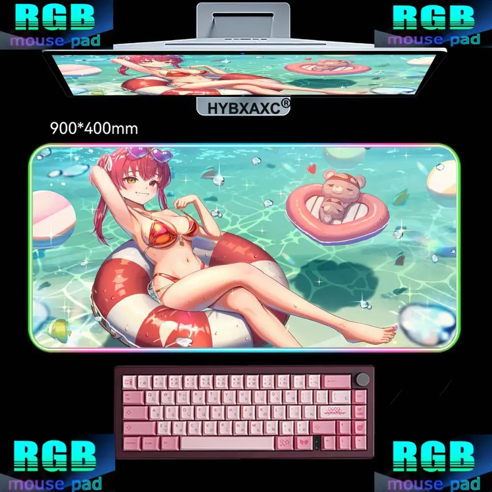 

XXL HYBXAXC Mouse Pad RGB Gaming Mouse Pad Desk Mat HD Gamer Large LED Light XXL Game Hololive Houshou Marine RGB Mouse Pad