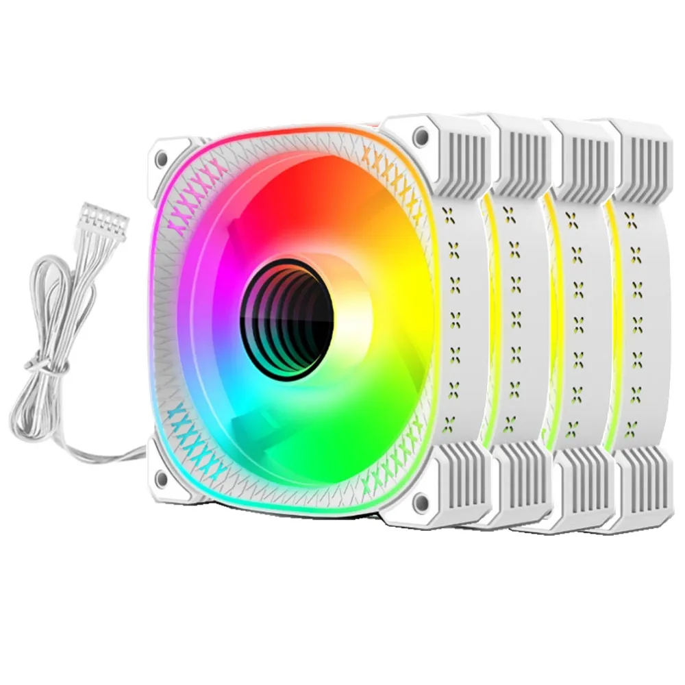 COOLMOON TY1 12cm kipas pendingin sasis kecil 6Pin mendukung pengontrol AURA SYNC komputer RGB memancarkan diam kipas terbalik