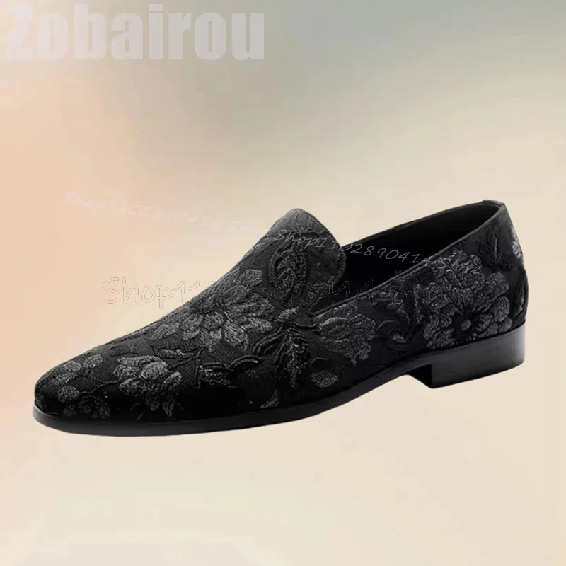 Mixed Color Floral Embroidery Design Men Loafers Fashion Slip On Men Shoes Luxury Handmade Party Banquet Wedding Men Dress Shoes