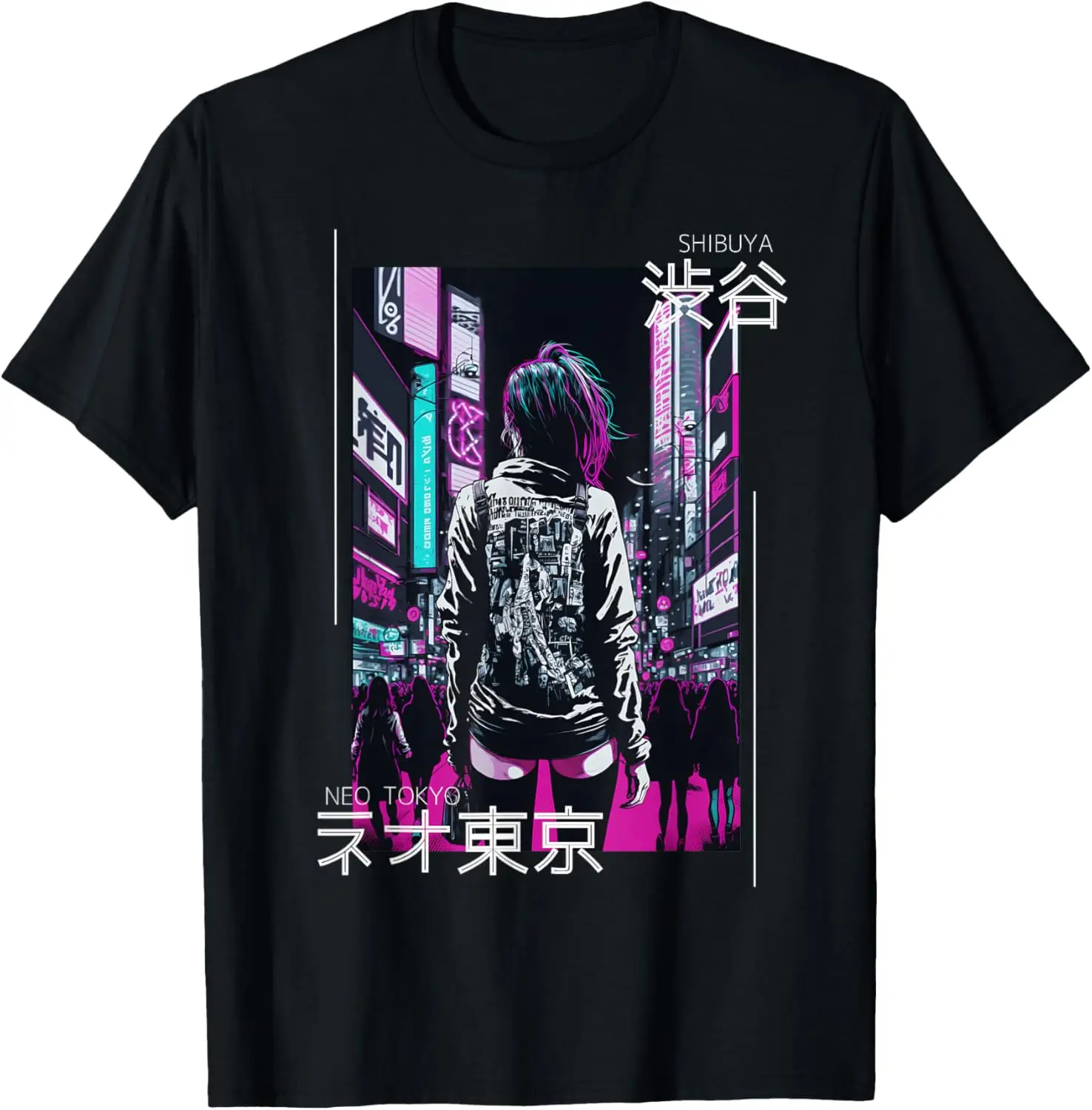 Neo Tokyo Shibuya Cyberpunk Japanese Aesthtic Vaporwave T-Shirt