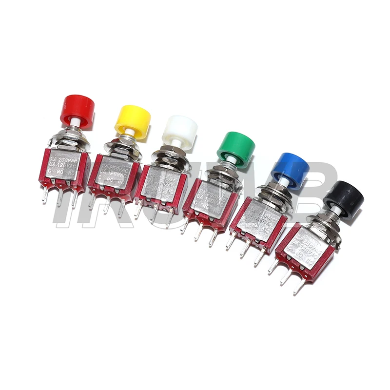 5PCS 6MM ON-(ON) 2A 250VAC/5A 120VAC Mini Momentary Automatic return Push Button Switch 3Pin C-NO-NC