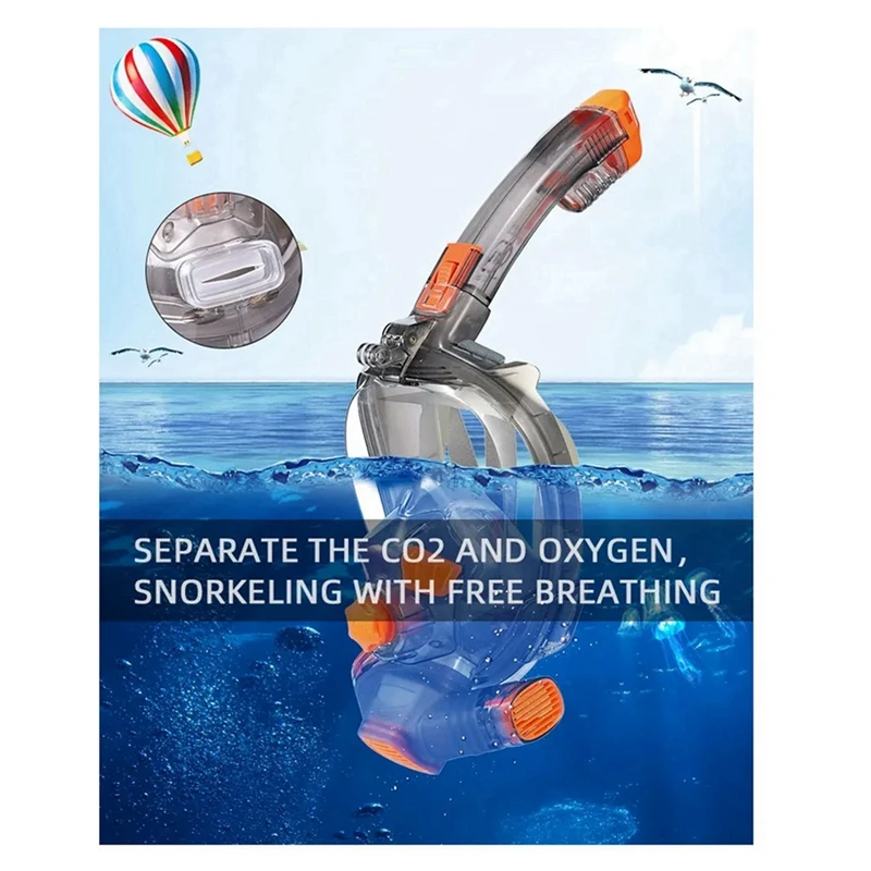 New-2X Snorkel Mask Man Woman Scuba Underwater Full Face Diving Mask Snorkeling Masks 180 View Anti-Fog Anti-Leak(L/XL)