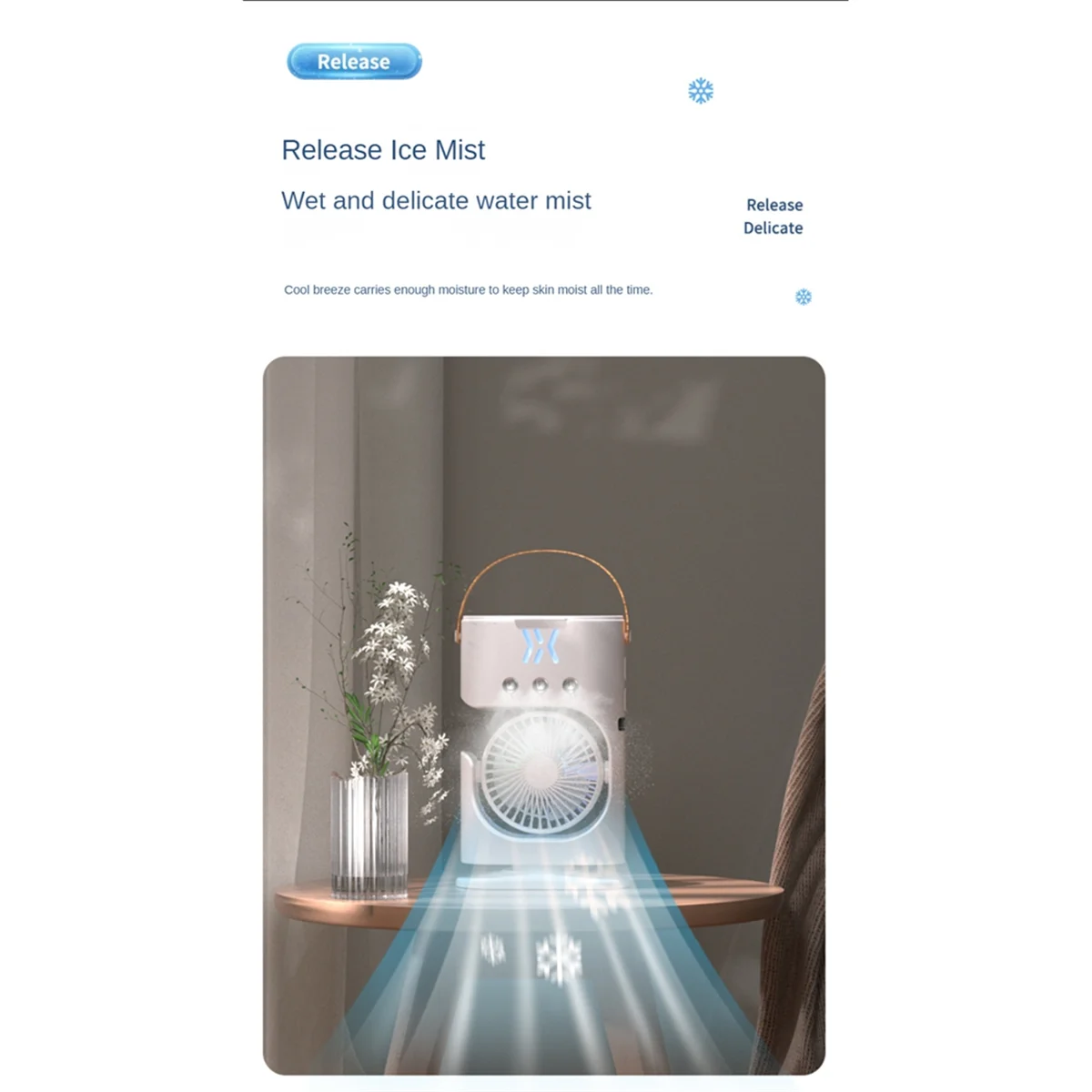 Portable Desktop Humidifier Air Conditioner Fan Household Small Air Cooler Fan Sprays Fan for Office 7 Color Lighting