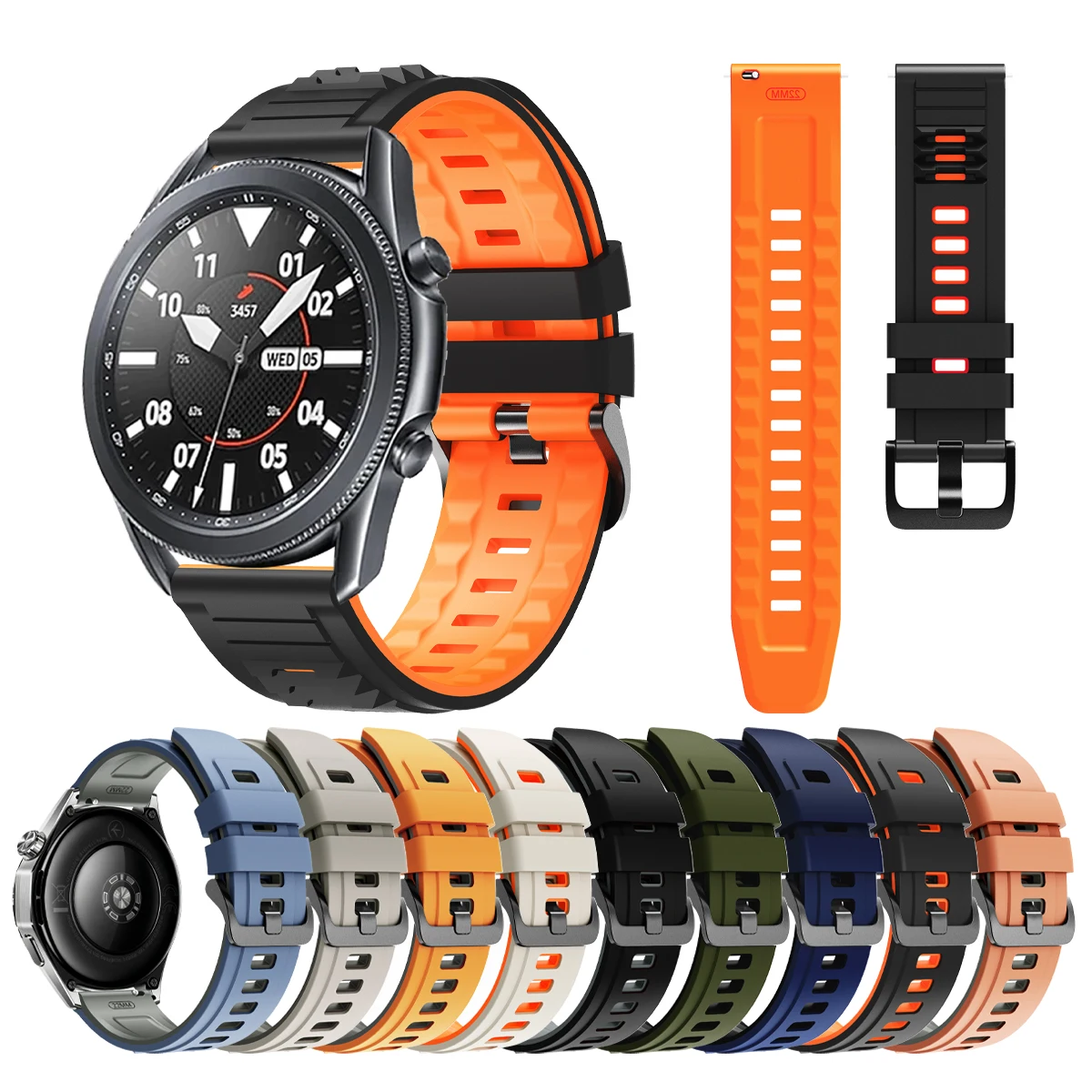 22mm Silicone Watch Strap For Samsung Galaxy Watch 3 45mm/Gear S3 Classic Band For Amazfit Bip 6 5/GTR 4 3pro Bracelet Wristband