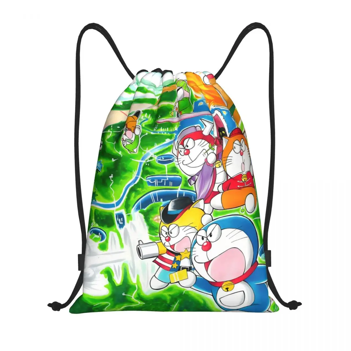 

Сумка на шнурке с изображением волшебного кота Doraemon, портативная спортивная сумка для мужчин и женщин, популярные рюкзаки для покупок