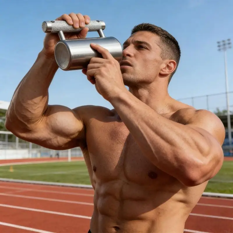 Dumbbell Themed Drink Bottle 100ml 304Stainless Steel Construction with Double Wall Technology and Secure Sealing Y5GB