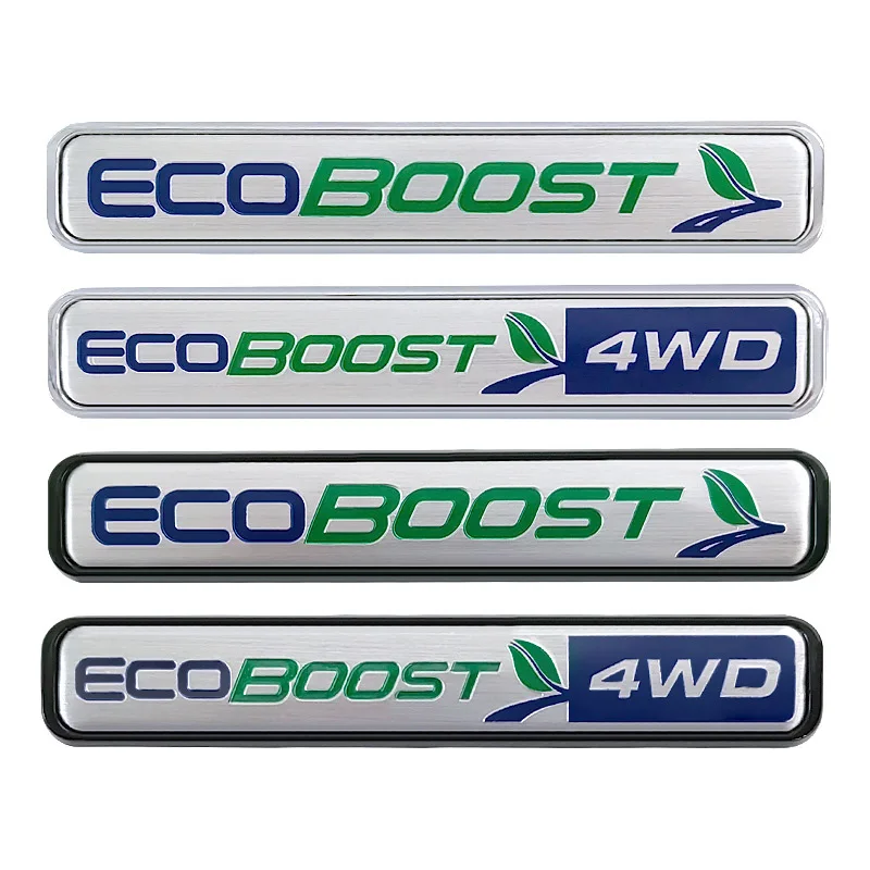 3D Metal Car Rear Trunk Badge Sticker Logo 4WD EcoBoost Emblem For F150 Focus Fiesta Edge Ford Mustang Ecoboost Accessories