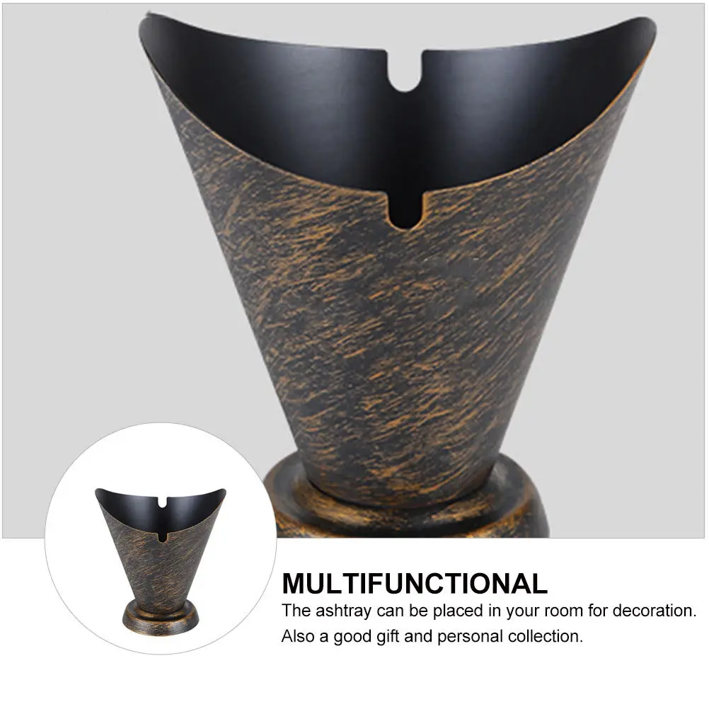 

1pc Iron Ashtray Creative Retro Design For Home Office Decor Metal Cigarette Holder High-End Desktop Ornament Smoke Container