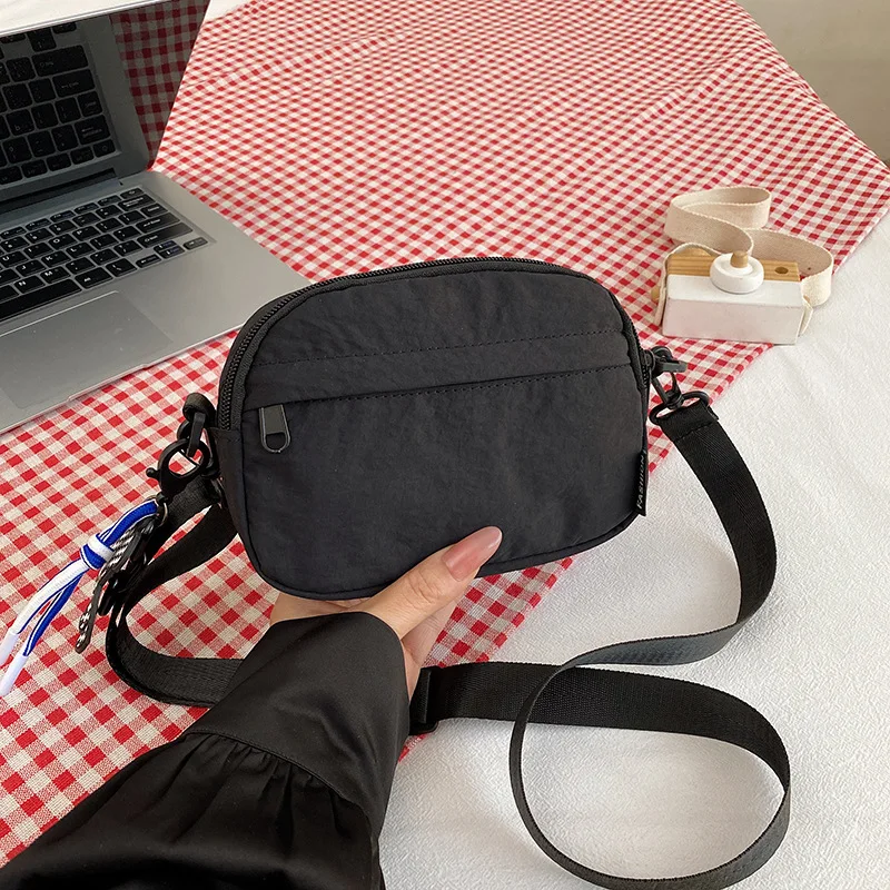 Macaron Color Nylon Small Square Bag Waterproof Lightweight Casual Single Shoulder Crossbody Phone Bag for Women