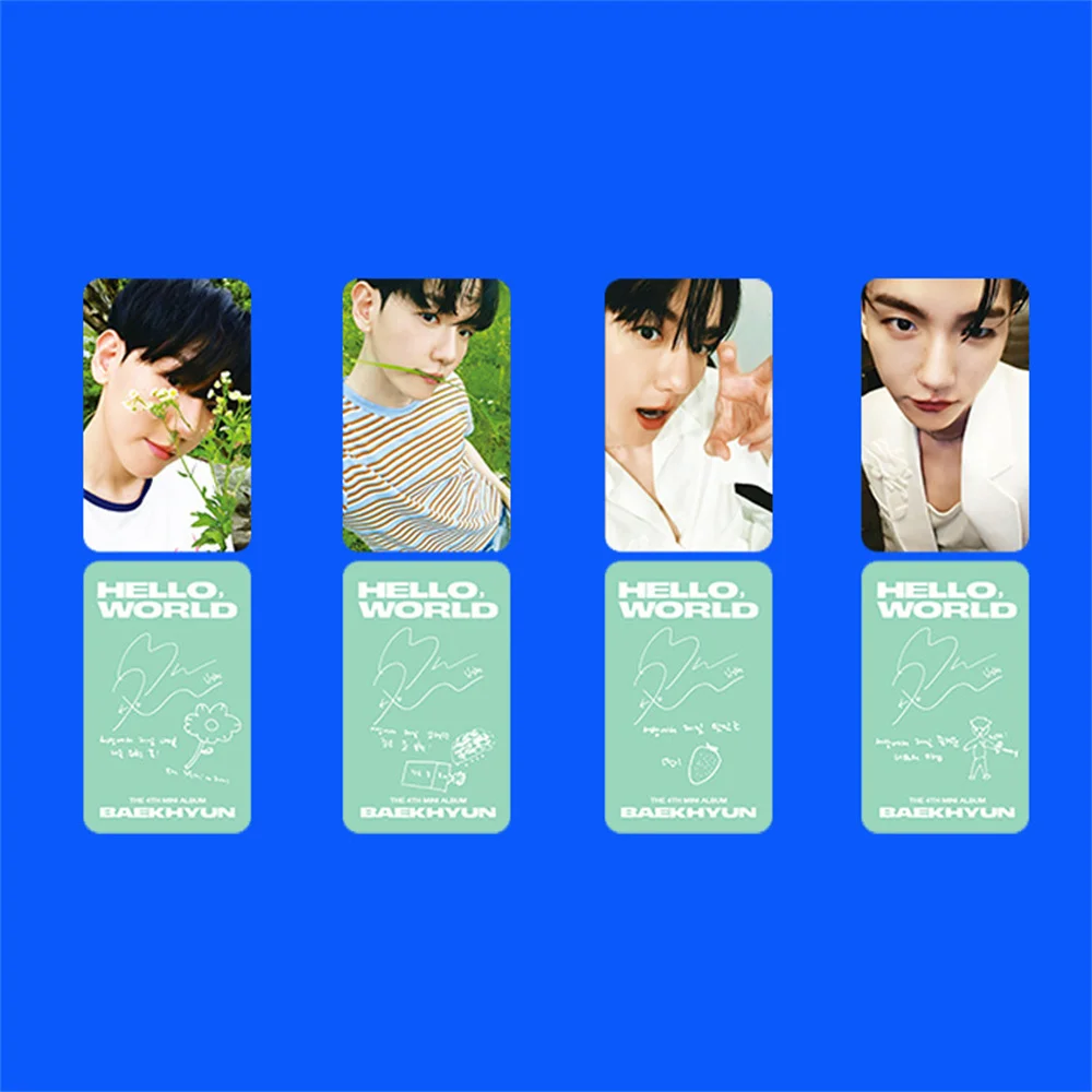 Kpop Idols BAEKHYUN Mini4 Solo Album HELLO WORLD Photocard Korean Style Selfie Card Coated LOMO Card Fans Collection Pocztówka