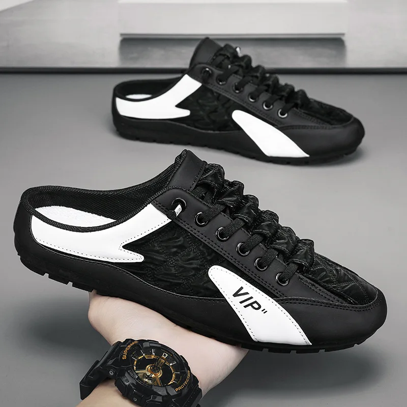 Man Platte Sneaker Mannelijke Slipper Loafers Mannen Trendy Slippers voor Mannen Zomer Wandelen Halve Slippers Antislip mannen Casual Schoenen