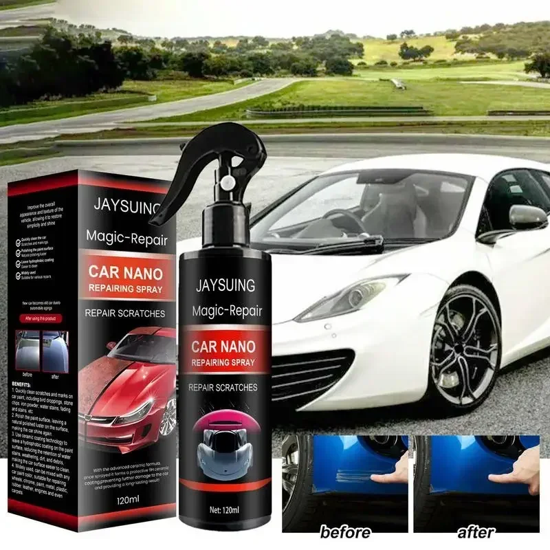 Nano Scratch Repair Spray 120ml 3-in-1 Top Coat Paint Sealant Ceramic Coating Professional Car Body Repair Spray Protective